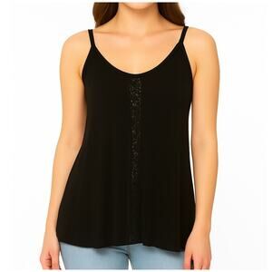 San Francisco City Lights Gypsy Lace Cami Tank Top Black Size Medium NEW